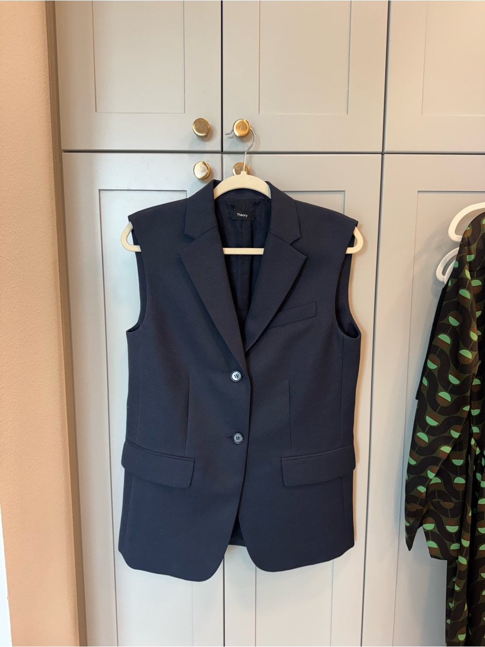 Theory Oversized Navy Wool-Blend Vest
